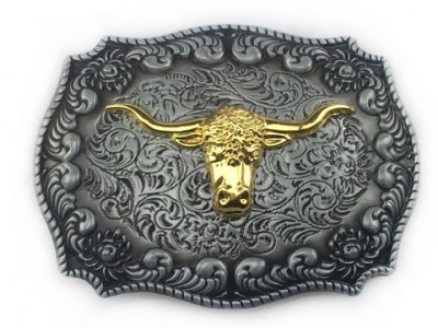Zinc alloy Western denim small pattern Golden COW scalp belt buckle retro leisure belt buckle
