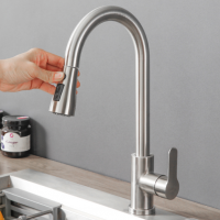 Kitchen faucet pull cold and hot household sink 304 stainless steel sink sink retractable and rotati